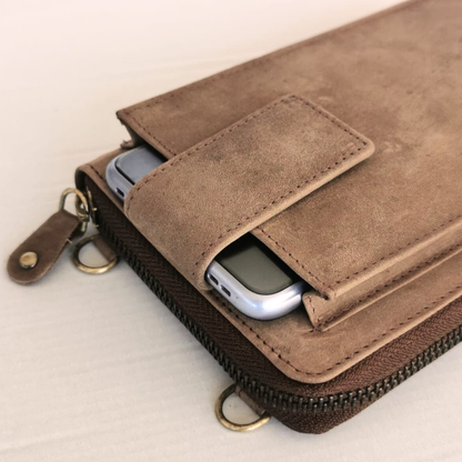 Bolso Cruzado de Cuero para Móvil (Marrón Piedra)-1
