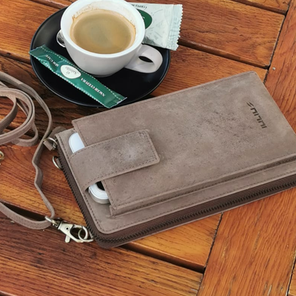 Bolso Cruzado de Cuero para Móvil (Marrón Piedra)-2