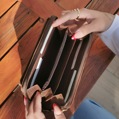 Bolso Cruzado de Cuero para Móvil (Marrón Piedra)-3