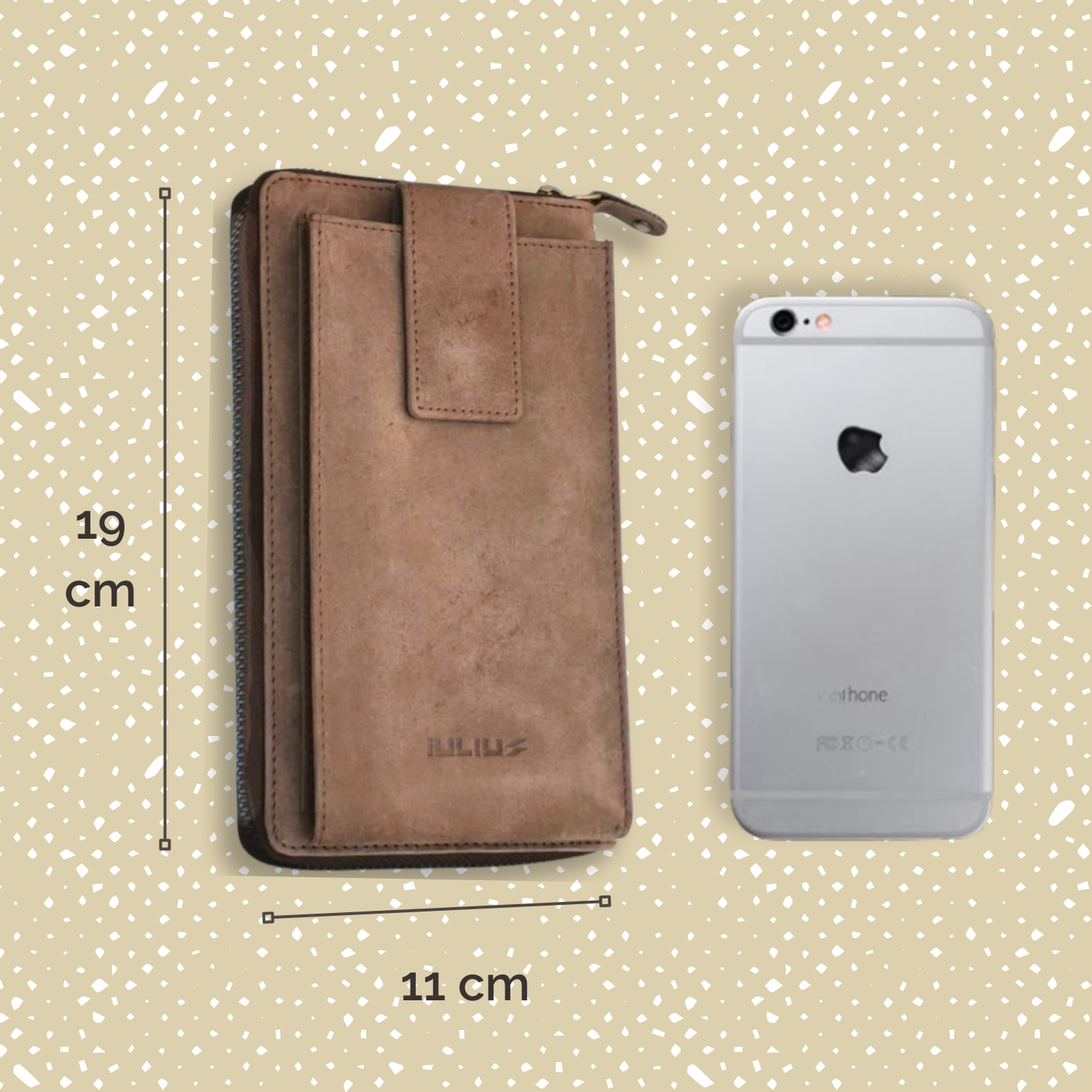 Bolso Cruzado de Cuero para Móvil (Marrón Piedra)-4