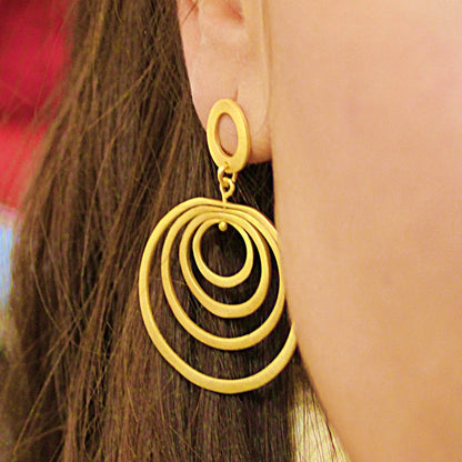 Pendientes MILLE ANELLI de diseño bañados en oro-0