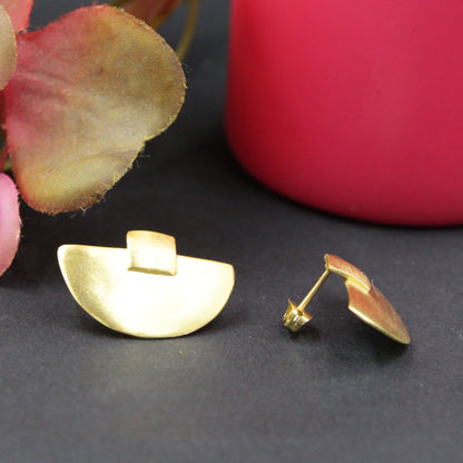 Pendientes PRA' de diseño en latón bañados en oro - Diseño con carácter-3