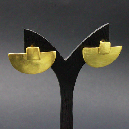 Pendientes PRA' de diseño en latón bañados en oro - Diseño con carácter-0